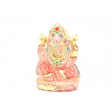 Pink Rose Quartz natural Stone God Ganesha statue Hand Painted Home Decorative